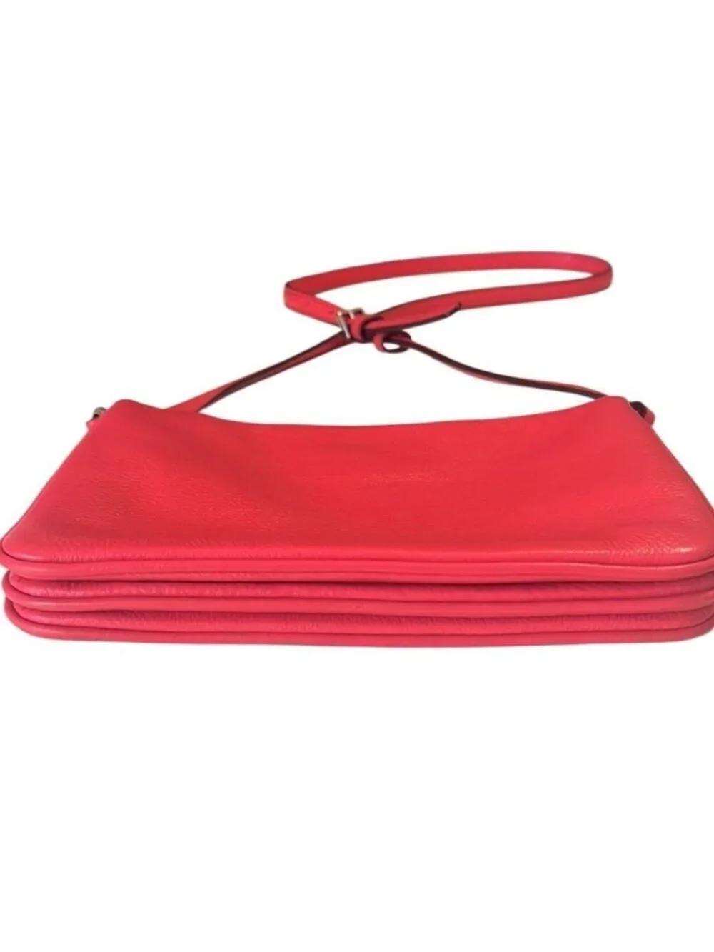Kate Spade Coral Leila Triple Gusset Adjustable Strap Leather Crossbody